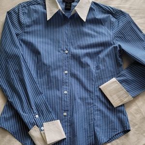 The Limited Strech Business blouse, small, blue stripes and white.